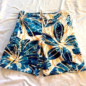Tropical Blue and Orange Swim Shorts-boys